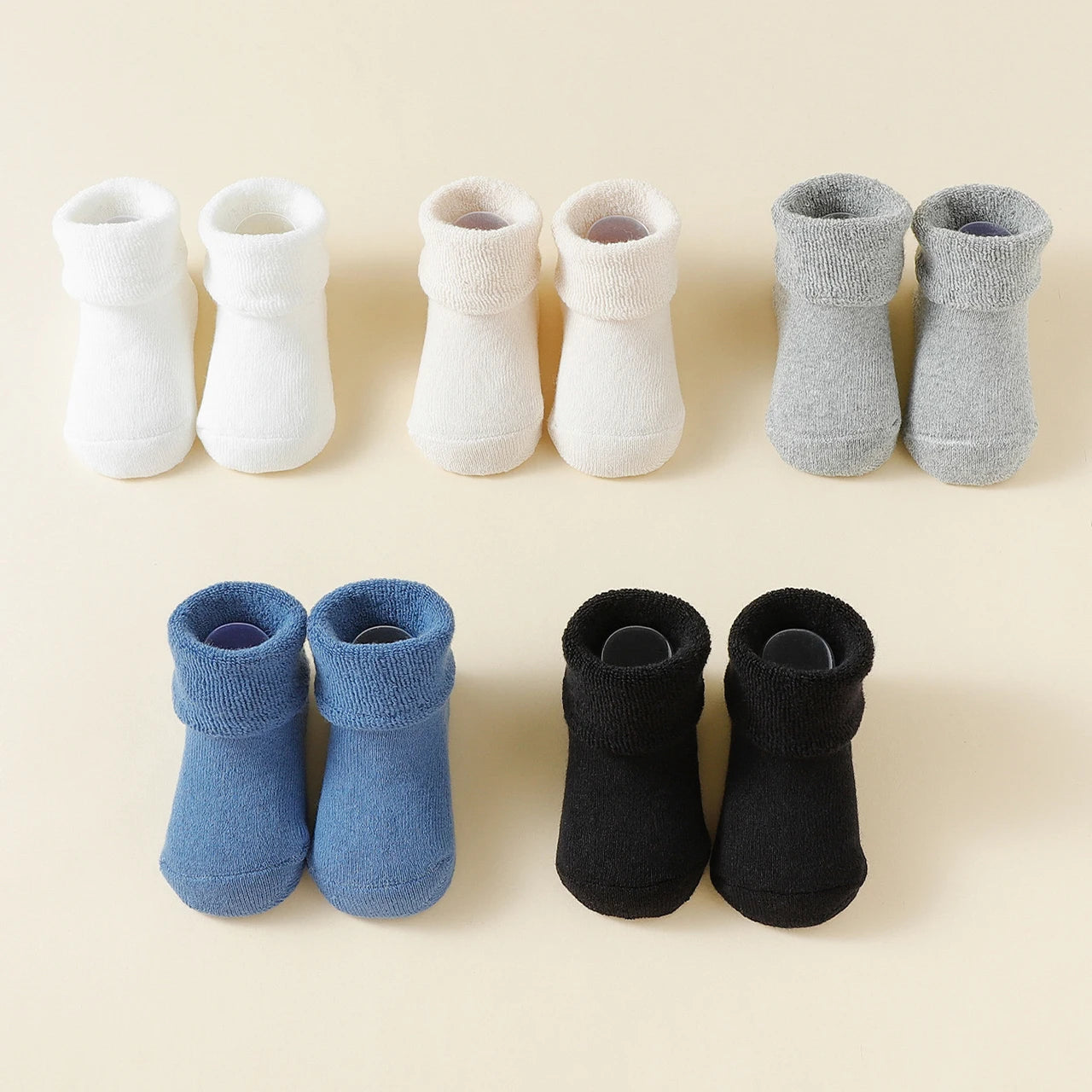 5 Pairs Baby Socks Winter Thick Terry Kids Mid Tube Socks For Girl Boy Solid Color Warm Newborn Anti Slip Floor Socks