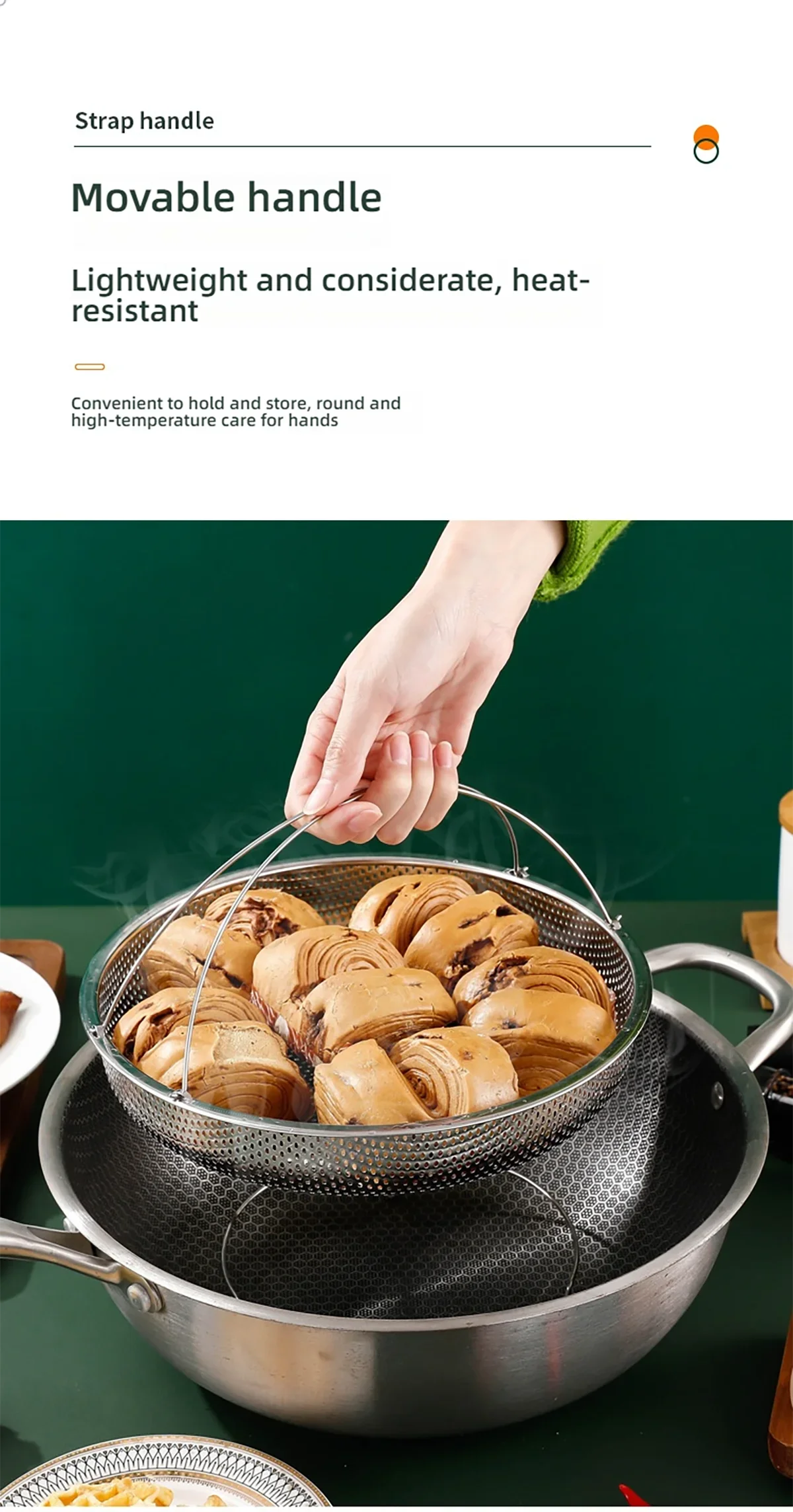 1pc Stainless Steel Multi-Functional Steamer Basket, Uncharged Kitchen Strainer for Steaming Rice, Dumplings, and Vegetables