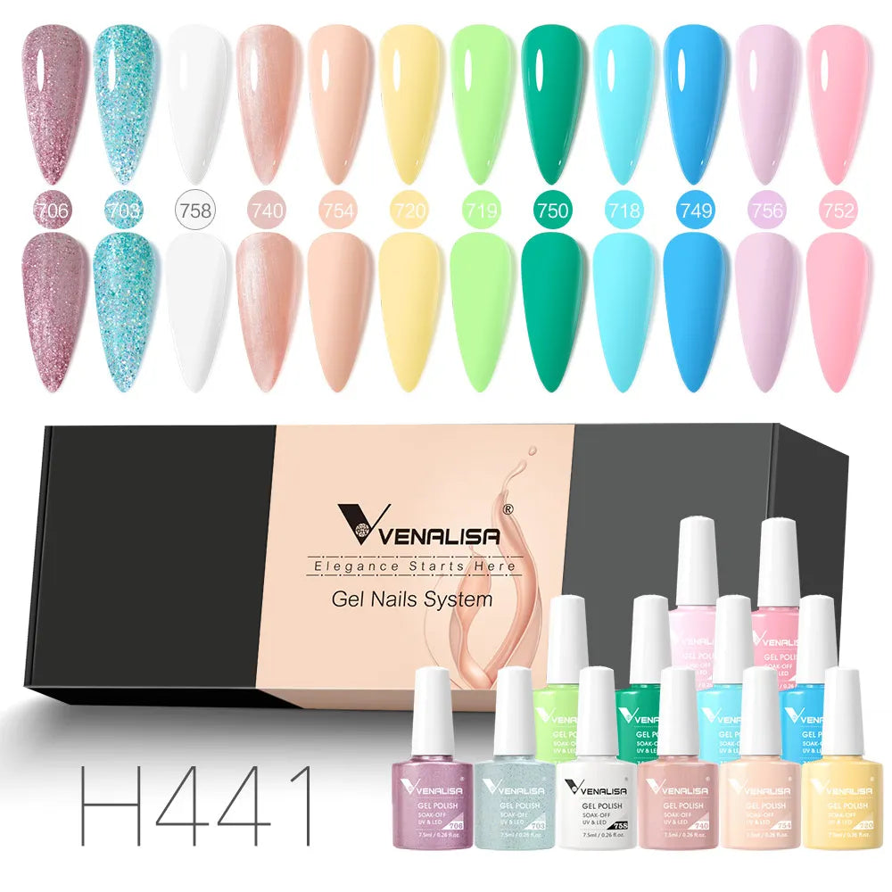 12pcs/kit Venalisa Vernis à ongles gel pigmentée Terre brune