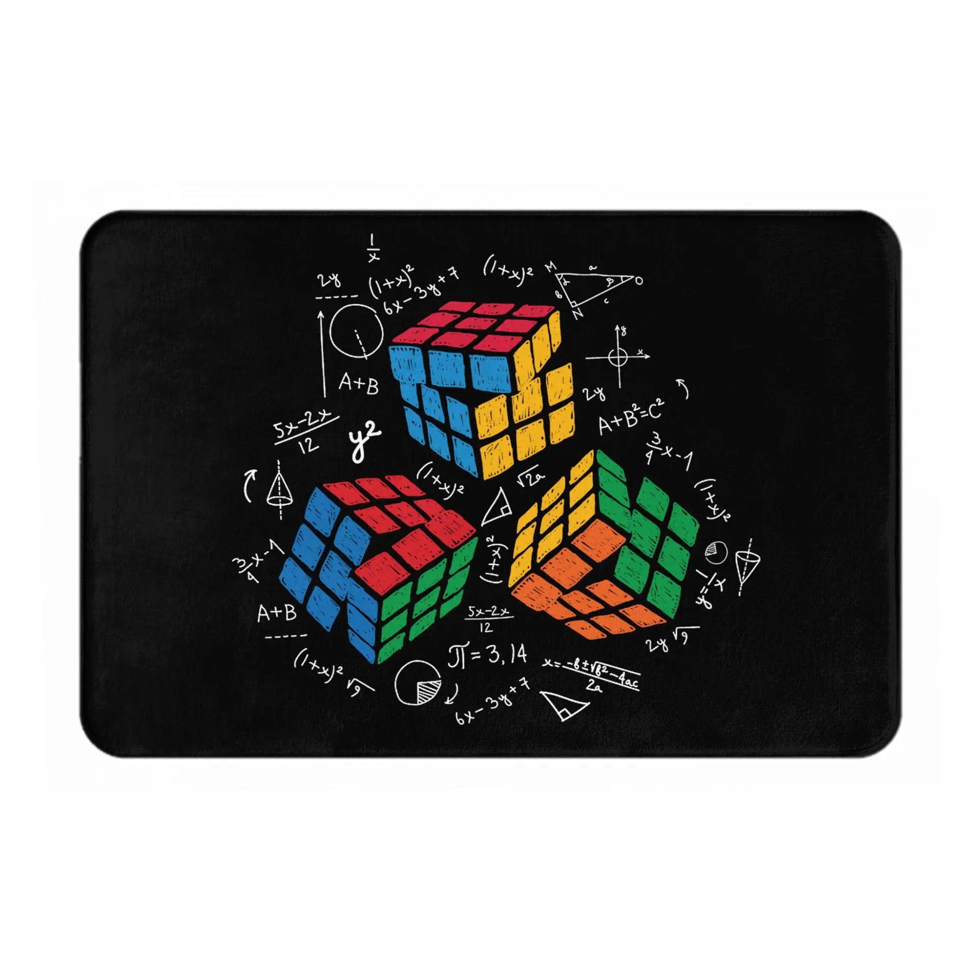 Math Rubiks Cube Floor Door Kitchen Bath Mat Anti-Slip Indoor Geek Teacher Gift Doormat Toilet Entrance Carpet Rug