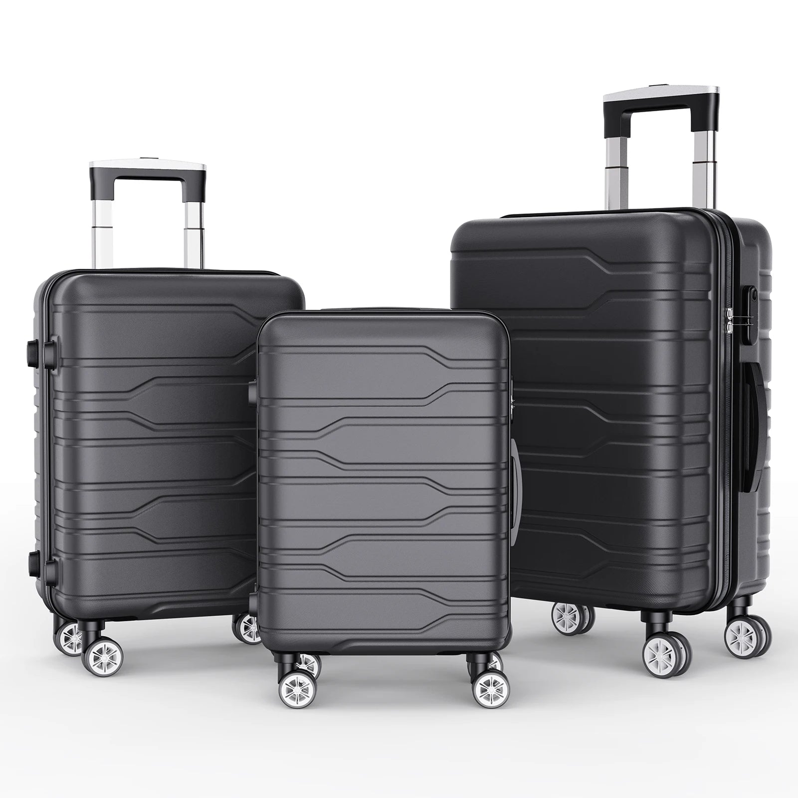 Luggage Set of 3 with Lock, 4 Rolling Spinner Wheels, ABS Lightweight Trolley Travel Suitcase for Hand Luggage Business Trip