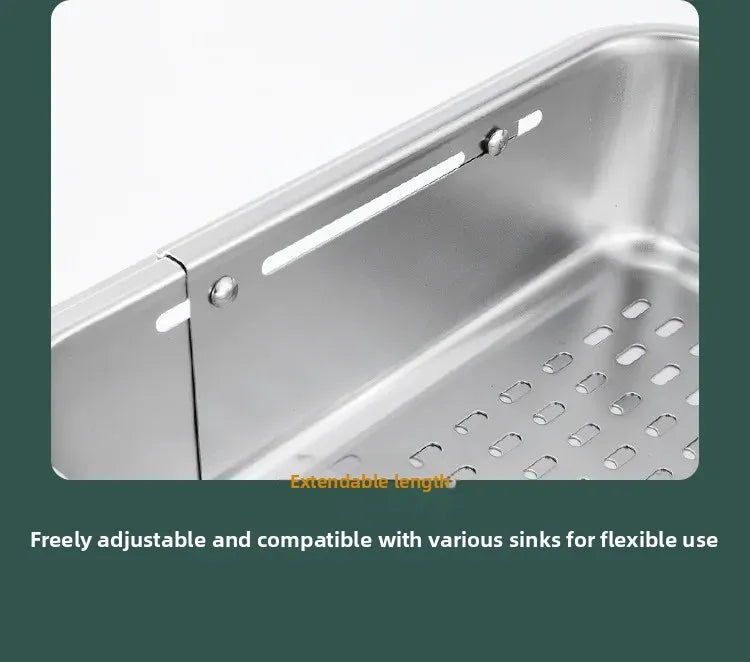 304 Stainless Steel Sink Rack - Extendable Dish Drainer for Plates, Fruits & Vegetables | Heavy-Duty Kitchen Drain Basket