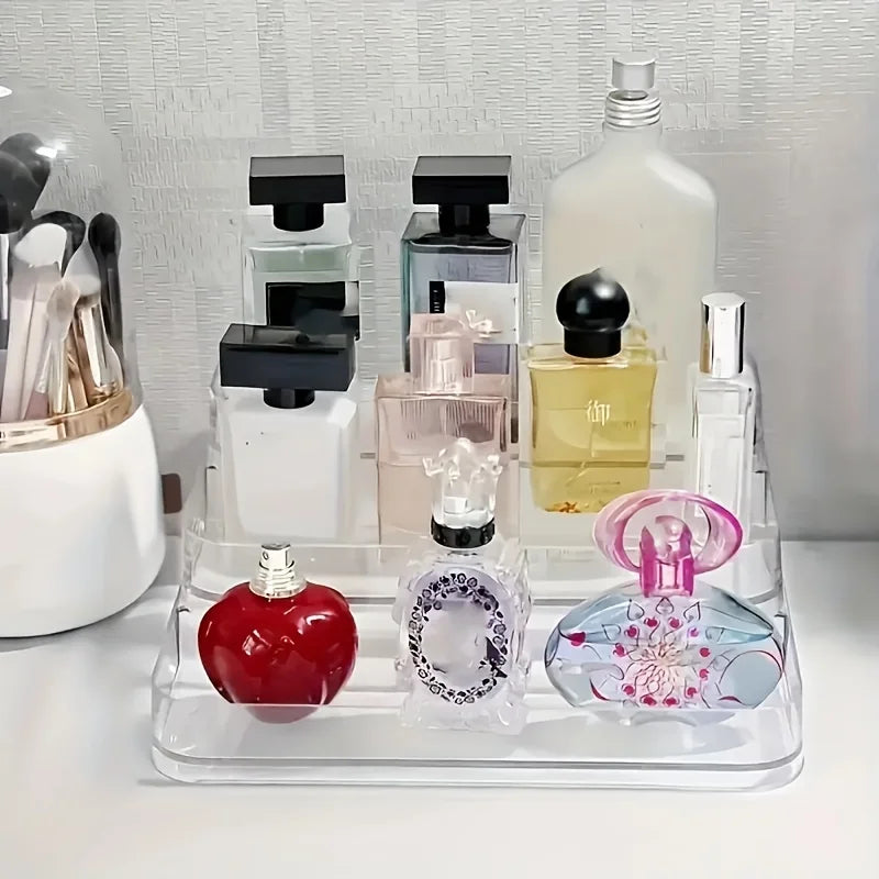 Perfume storage box-Cosmetic storage box, sturdy transparent rack, suitable for kitchen and bathroom countertop cabinet storage
