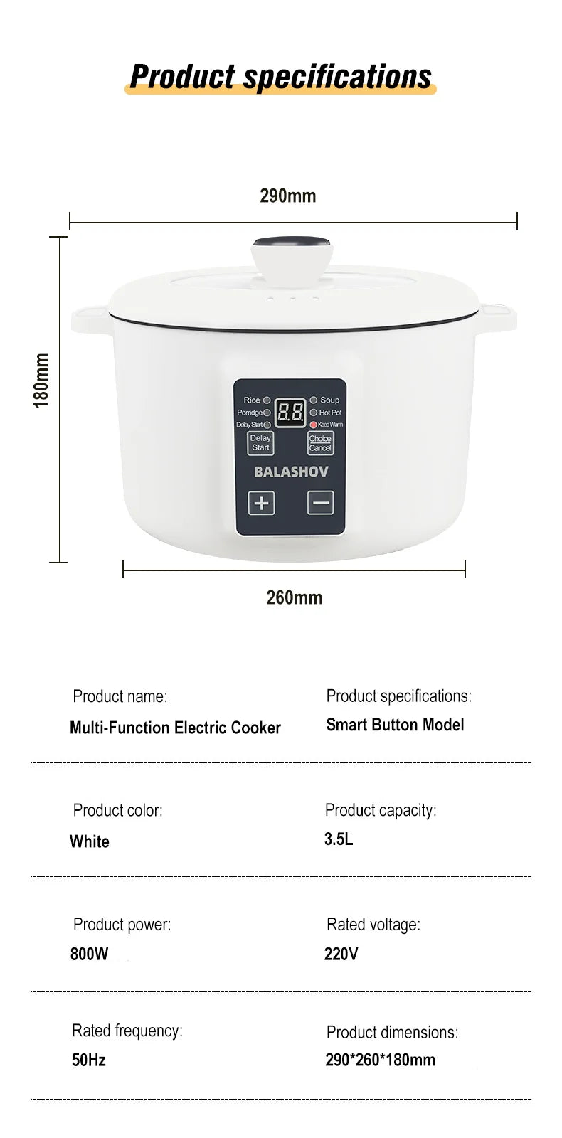 220V Multi Cookers Portable Electric Cooker Household Non-stick Pan Hot Pot Rice Cooker Cooking Appliances