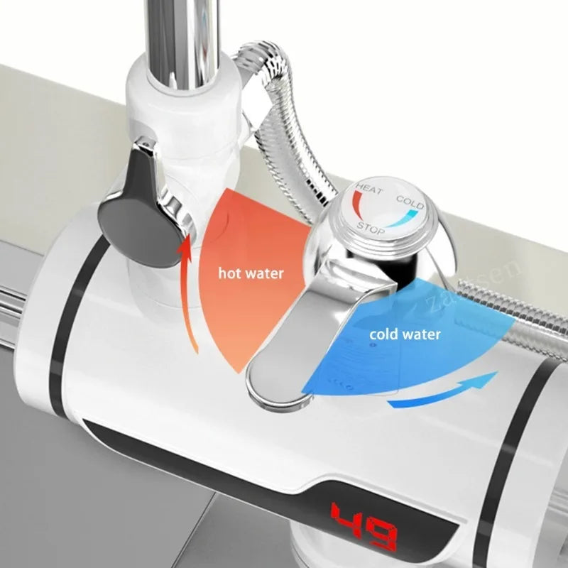 3000W Electric Kitchen Water Heater Tap Instant Hot Water Faucet Heater Cold Heating Faucet Tankless Instantaneous Water Heater