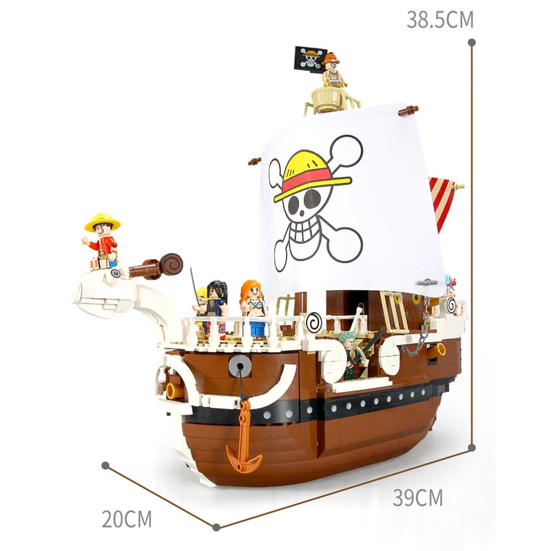 2022 New Anime One Piece Going Merry Thousand Sunny Model Building Blocks Bricks Kit Luffy Zoro Sanji Figures Set Kid Toys Gift