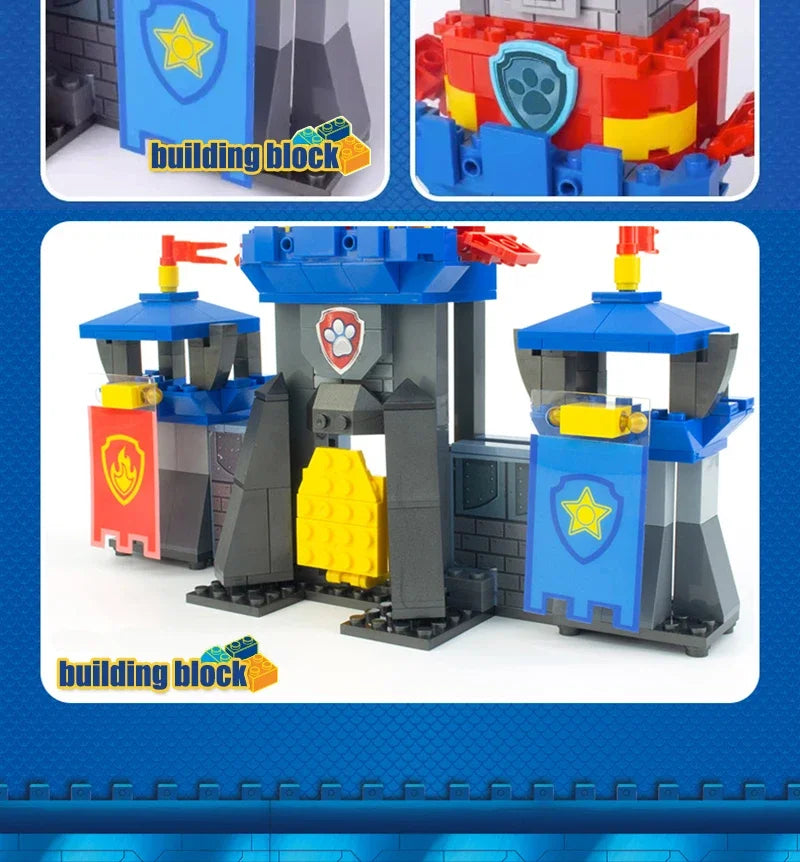 Paw Patrol Building Blocks Toys Rescue Knight Series Pullback Car Watchtower Rescue Base Command Center Lookout Tower Kids Gifts