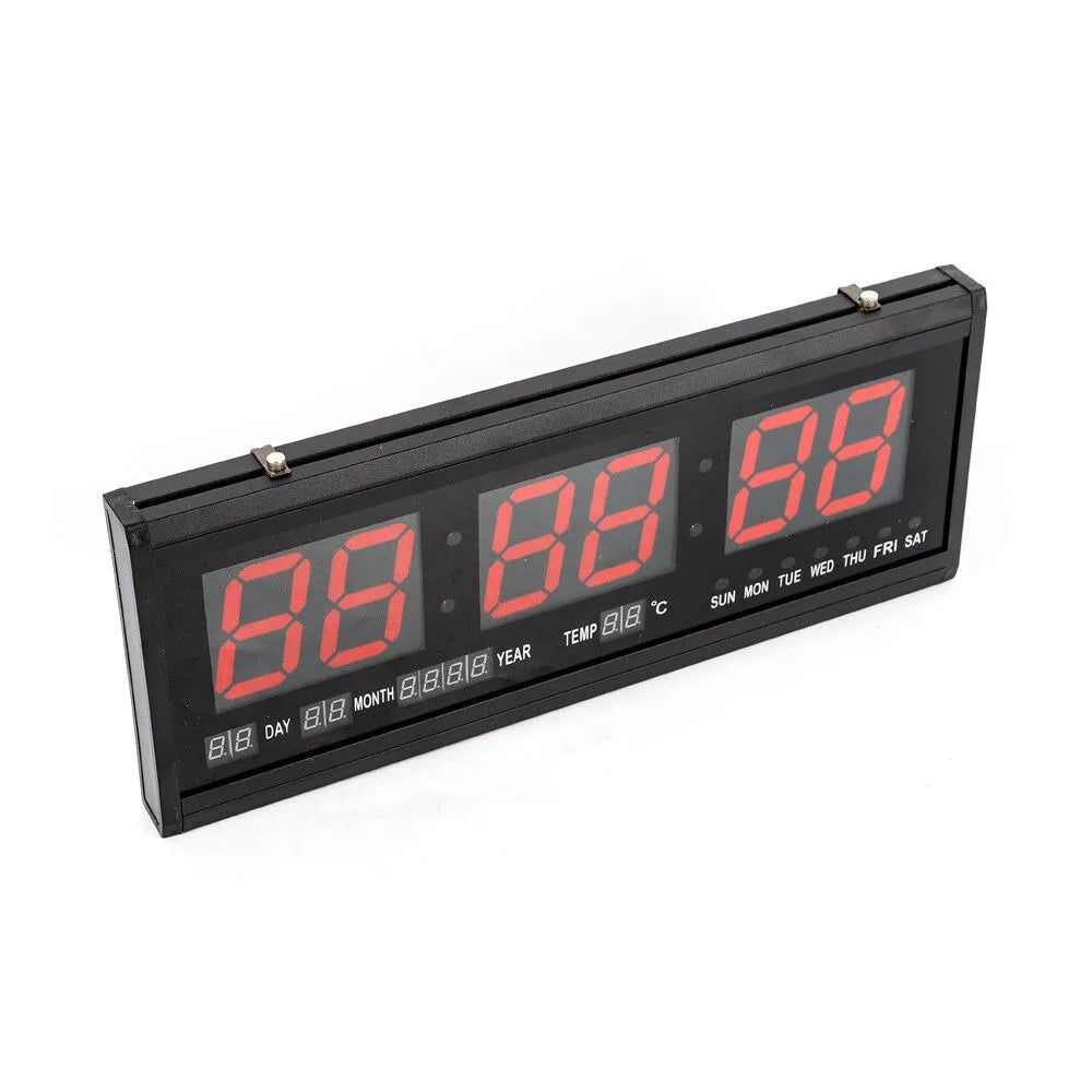 LED Digital Wall Clock 12/24h Time Date Temp Week Display Luminous Auto Wall-Mounted Clock Large Silent Tabletop Clock 48*19*3cm