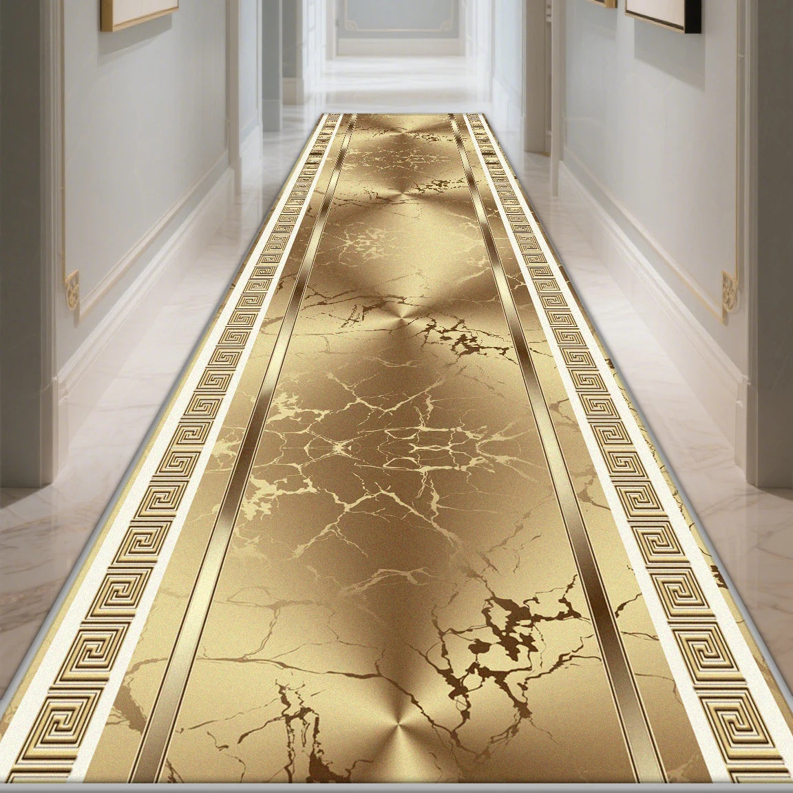 Modern Long Corridor Carpet Non-slip Hallway Luxury Gold Washable Rug Runner Entryway Decoration Home Stairway Mat Anti Slip
