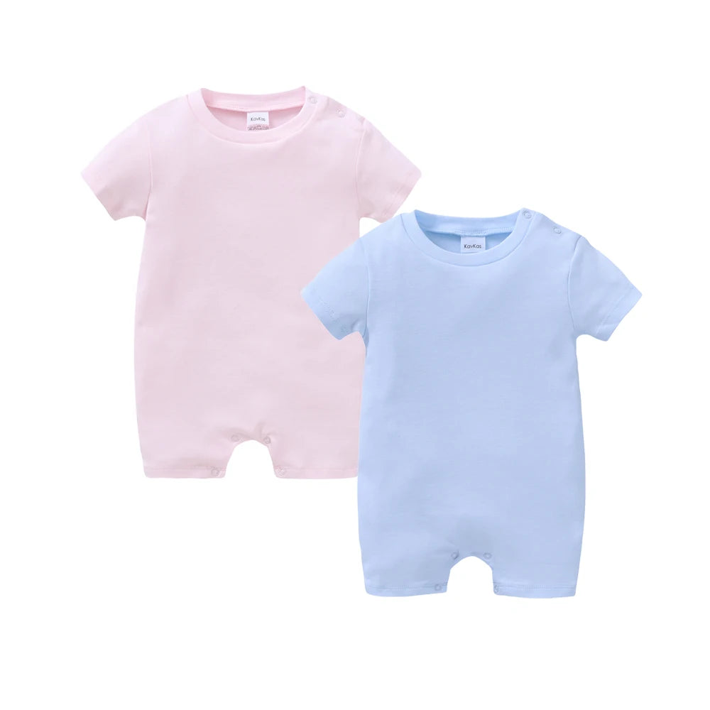 Kavkas 2 Pcs a set Baby Boy Girls Rompers Short Sleeve O-Neck 100% Cotton Summer Infant Clothes