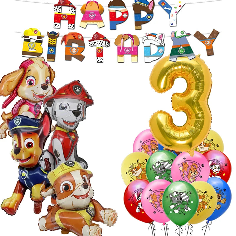 Paw Patrol Birthday Decoration Tableware Tablecloth Children Gift Candy Box Backdrop Dog Balloon Party Favors For Kids Birthday