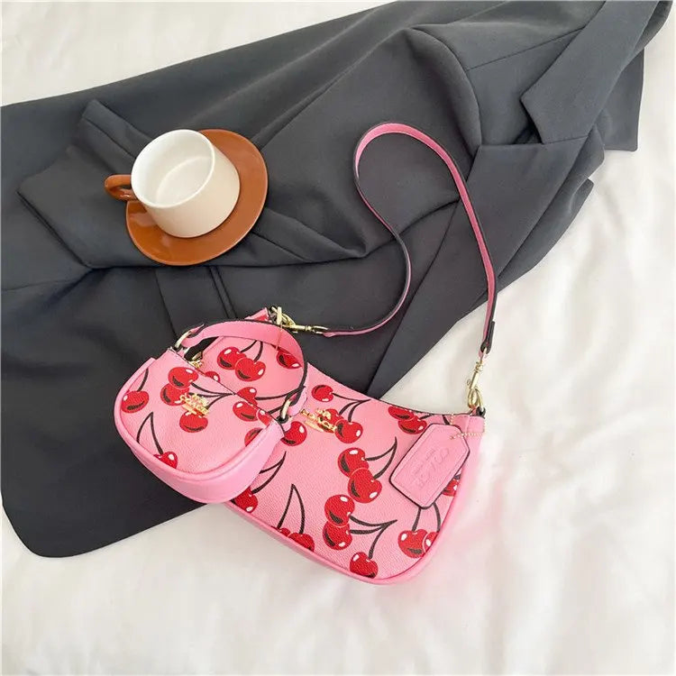 2025 Latest! Modern Vintage Cherry Crossbody - Mahjong - Style Chain Bag, Shoulder/Underarm Design, Women's Light Luxury