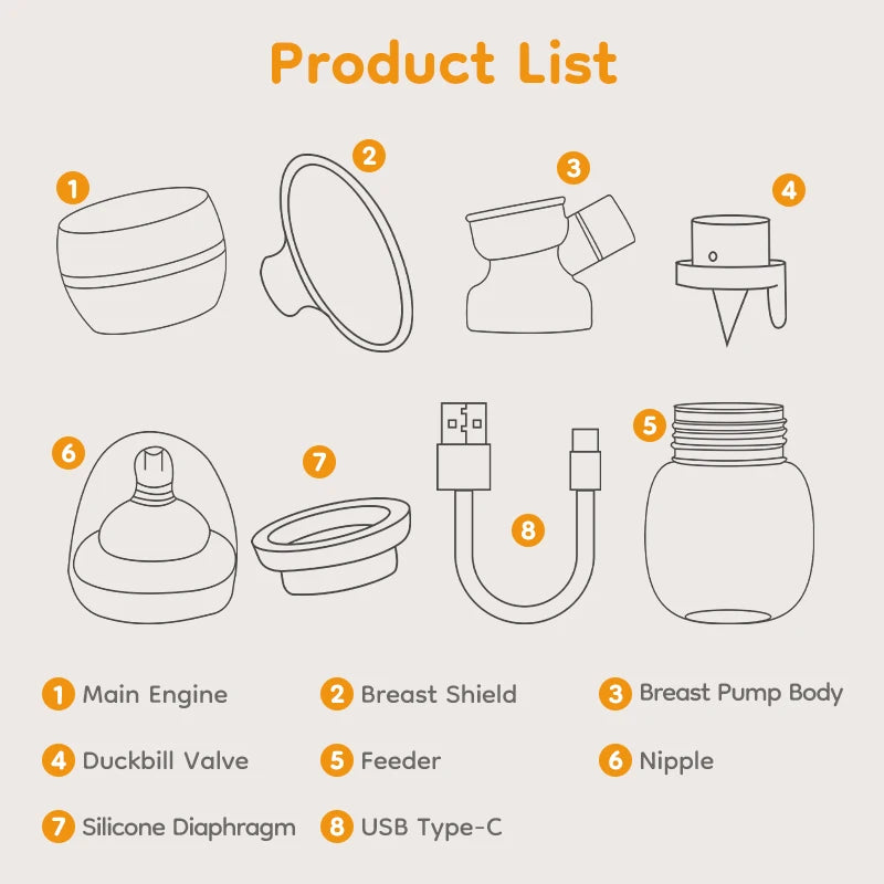 Electric Breast Pump Wearable Electric Breast Pump Milk Extractor Collector Portable Hands Free Silent Comfort Breast BPA-free