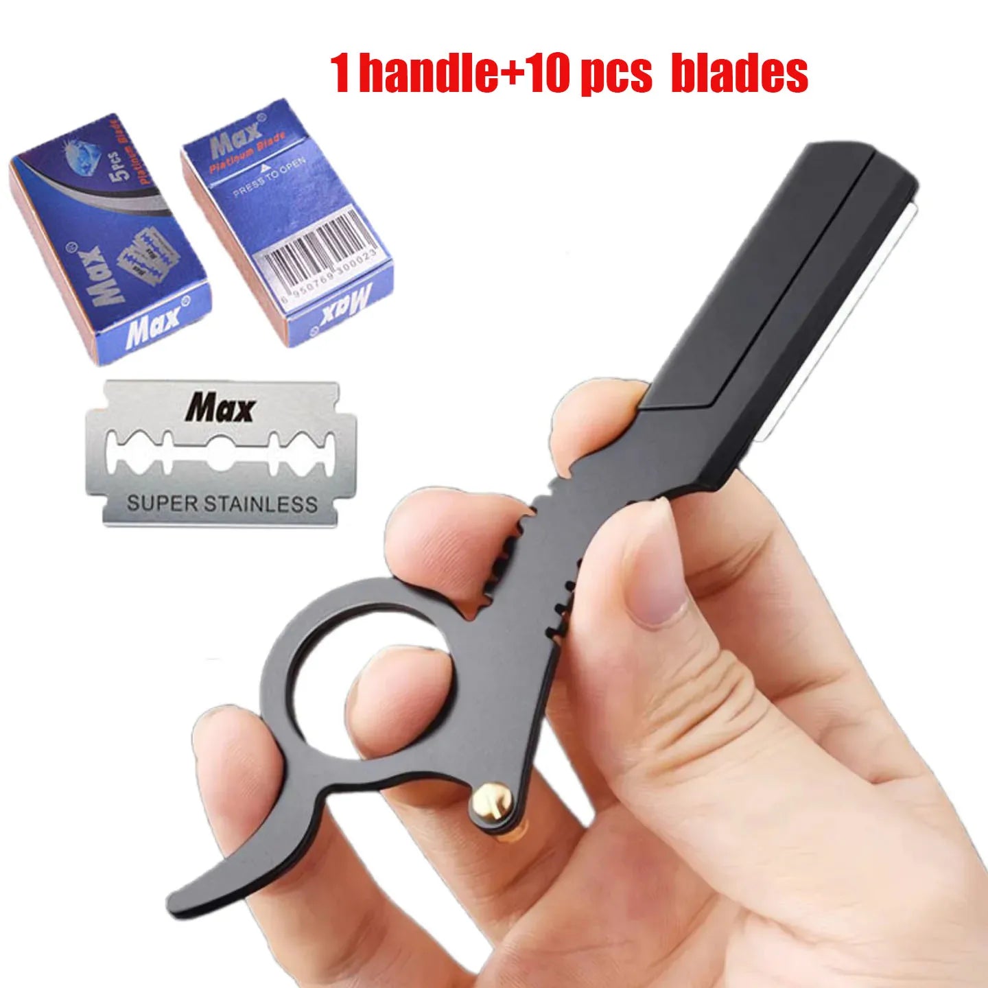 (1+10 lames) Rasoir de coiffeur pour la barbe