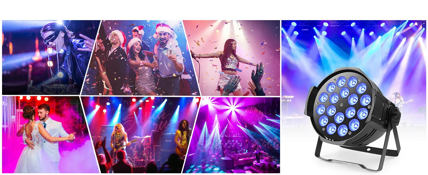 U'King 4PCS 200W 18 LED Par Light 4in1 18x8W RGBW Stage Light DMX 512 Control 4/8CH Flat Lighting Christmas DJ Party Disco Lamp