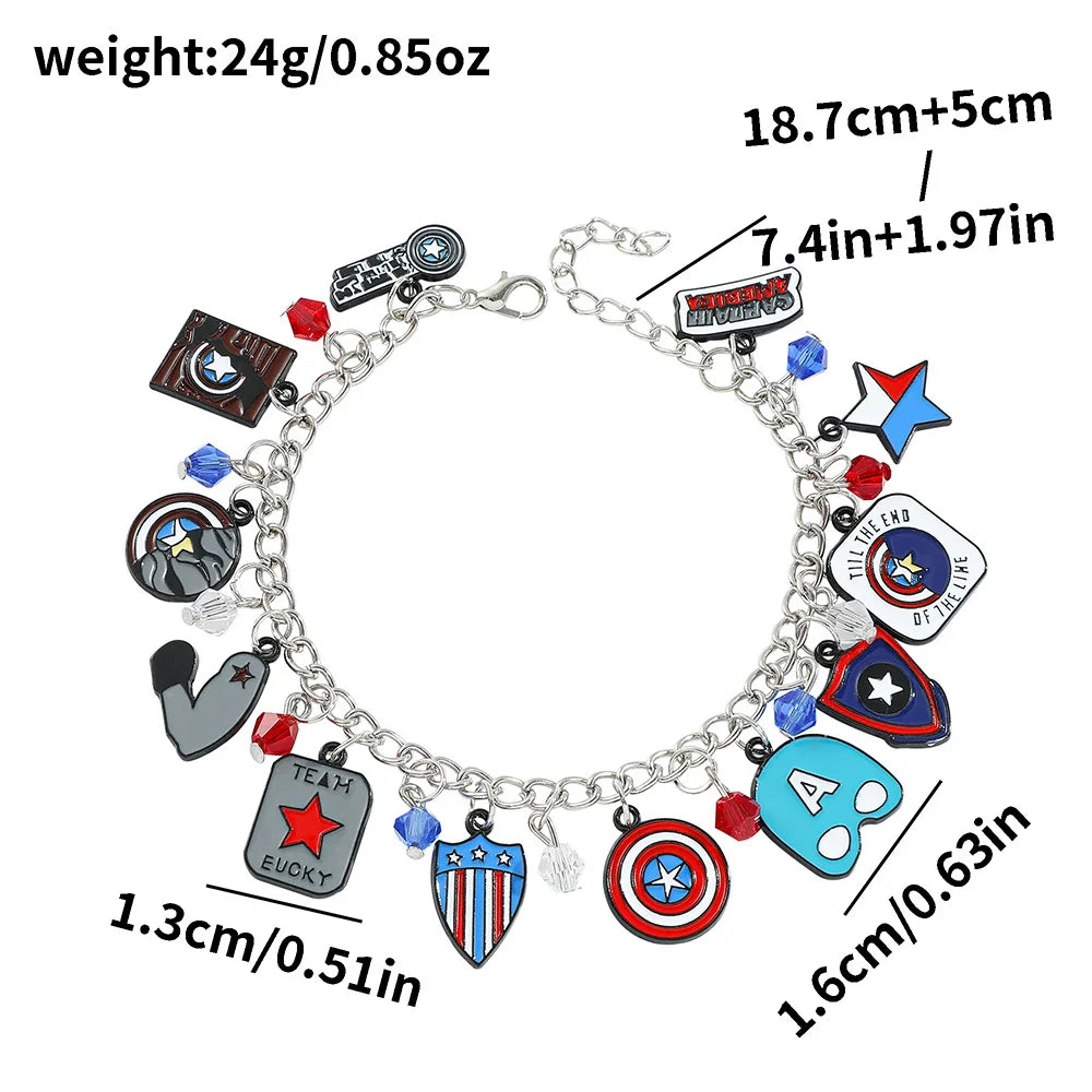 Marvel Superhero Series Personalized Fashion DIY Metal Enamel Bracelet Creative Men's and Women Jewelry Gifts Suitable for Fans