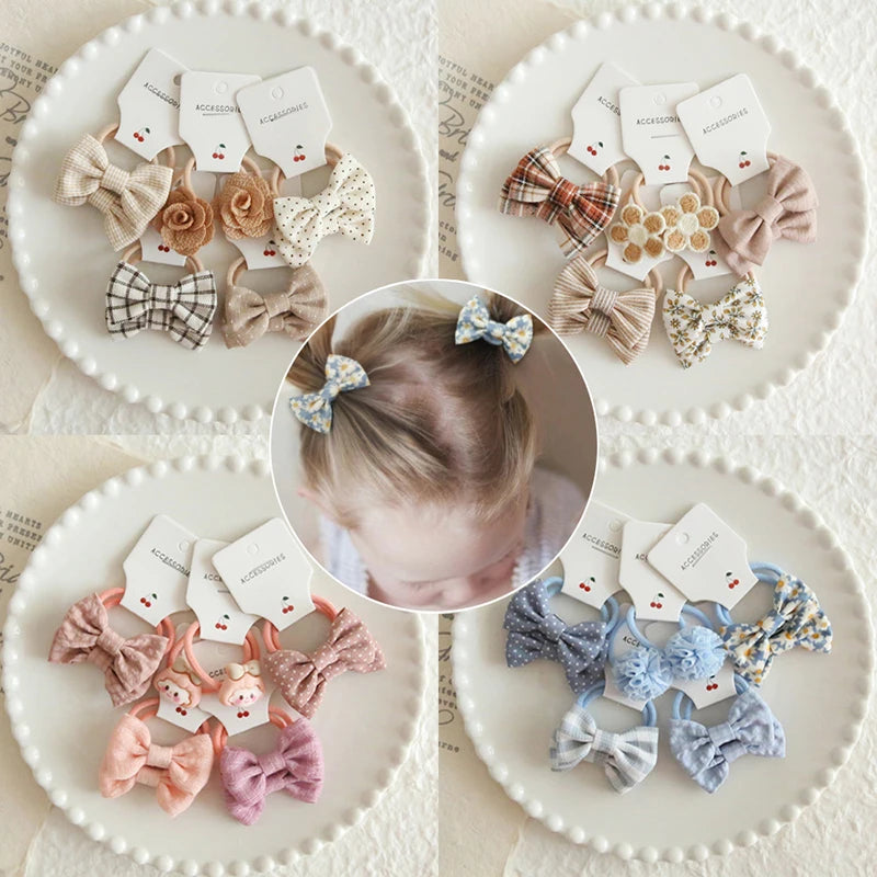 Elastic Hair Bow for Children, Children's Headwear, Hair Accessories for Girls, Cute Hair ties, Lovely Hair Rope, 10Pcs per Lot