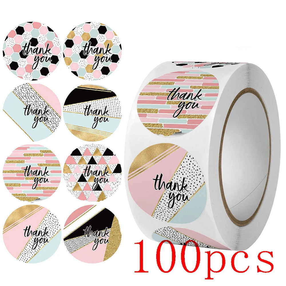 100-500pcs Thank You Sticker Holiday Decor Sticker Wedding Party Gift Sticker Birthday Gift Box Sticker Baking Labels
