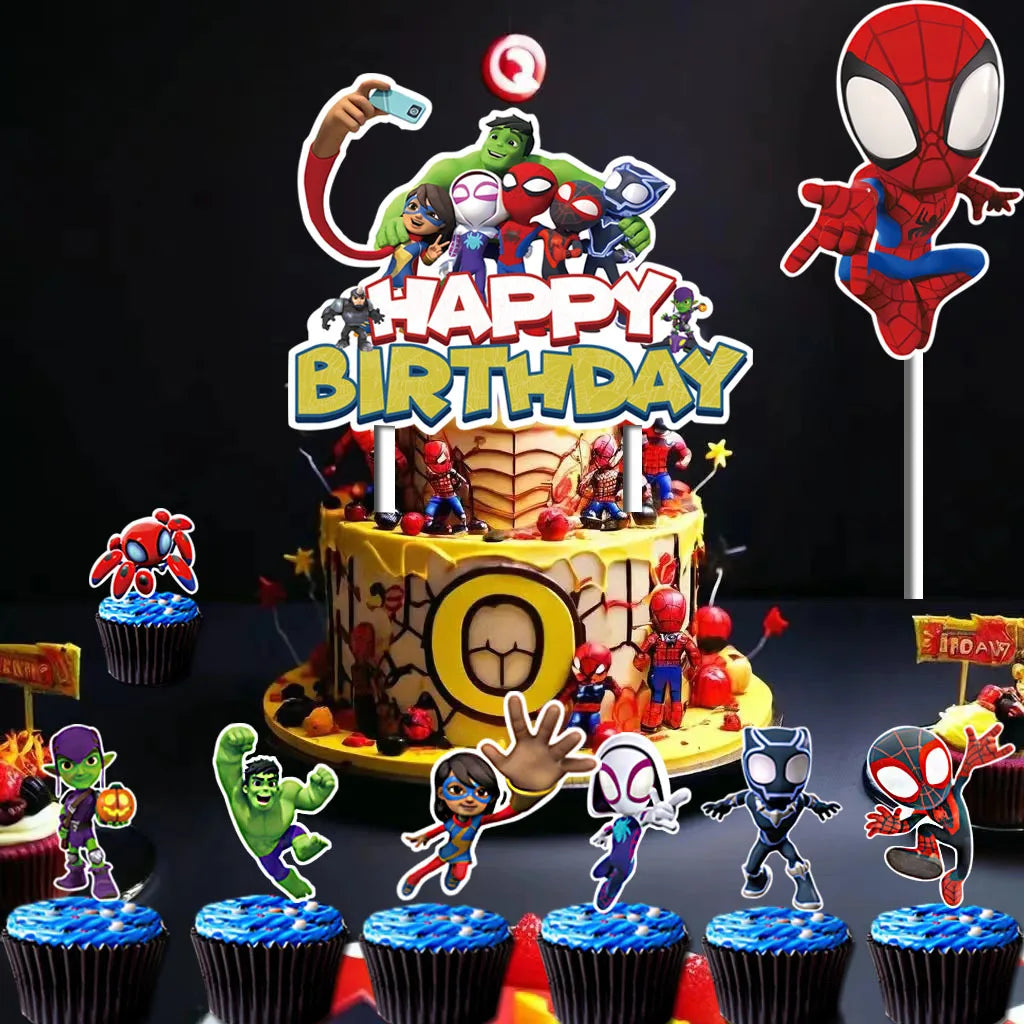 Spidey And His Amazing Friends Birthday Decoration Cake Topper Party Favor for Kids Boys Baby Shower Party Supplies