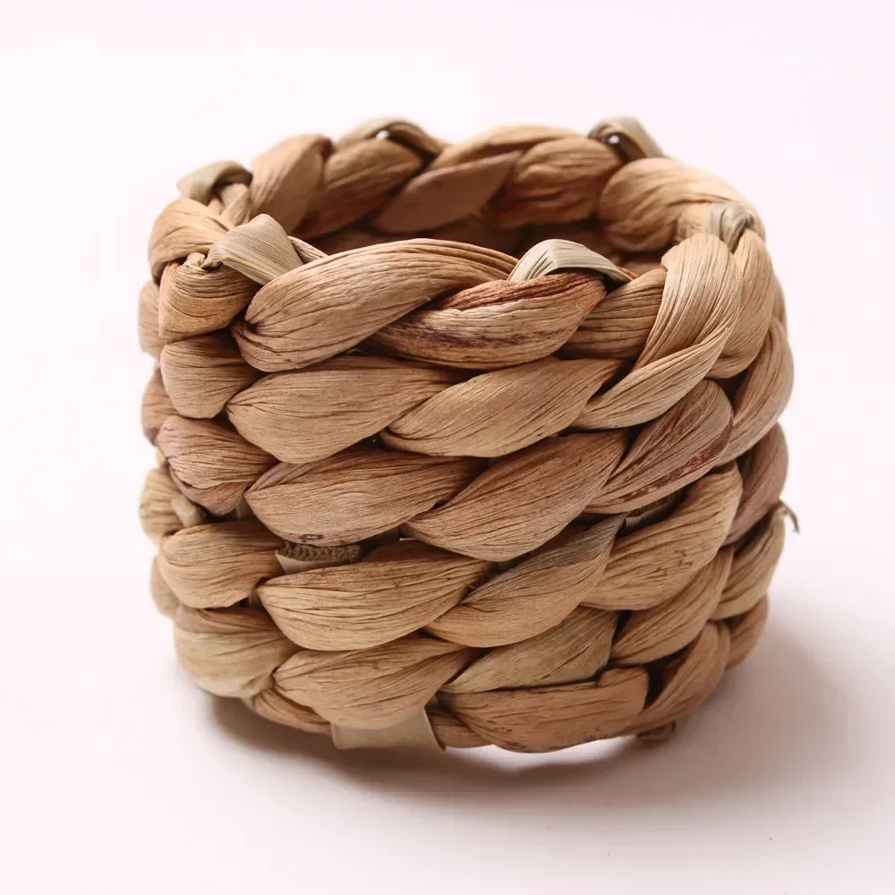 1/6/12PCS Round Napkin Rings Hand-Woven Watercress Napkin Rings Easter Thanksgiving Christmas Table Decorations