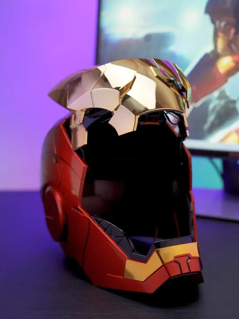 2025 New Marvel Iron Man Helmet Black Gold Black Silver Electric Helmet Voice Controlled Voice Machine Face Mask Toy Birthday Gi