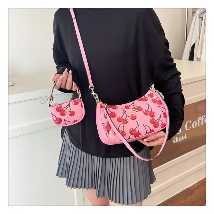 2025 Latest! Modern Vintage Cherry Crossbody - Mahjong - Style Chain Bag, Shoulder/Underarm Design, Women's Light Luxury