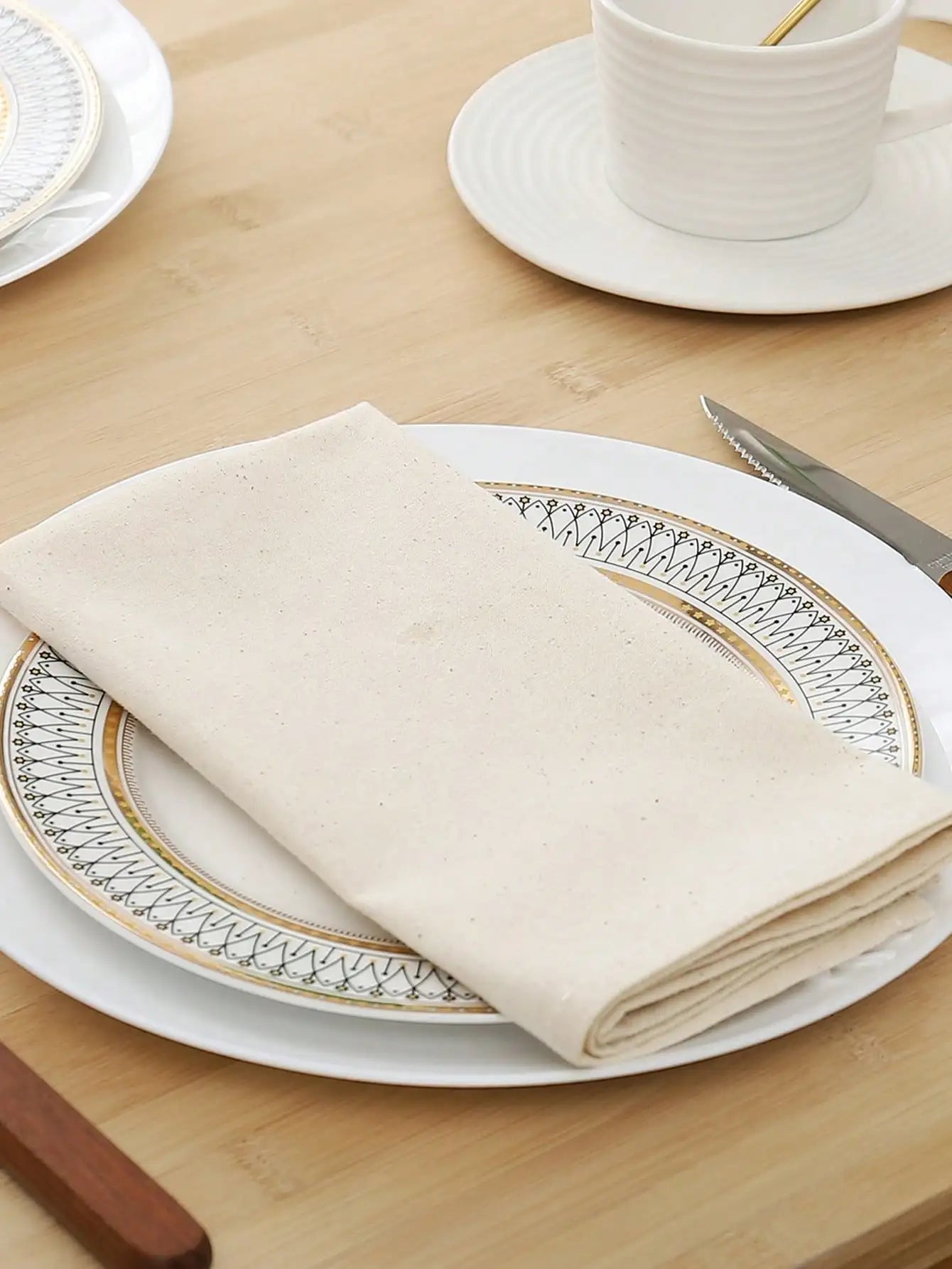 10pcs Linen Napkins Cloth 45x45cm Beign Nakin for Table Decoration, Dinner Towel for Wedding Party, Home