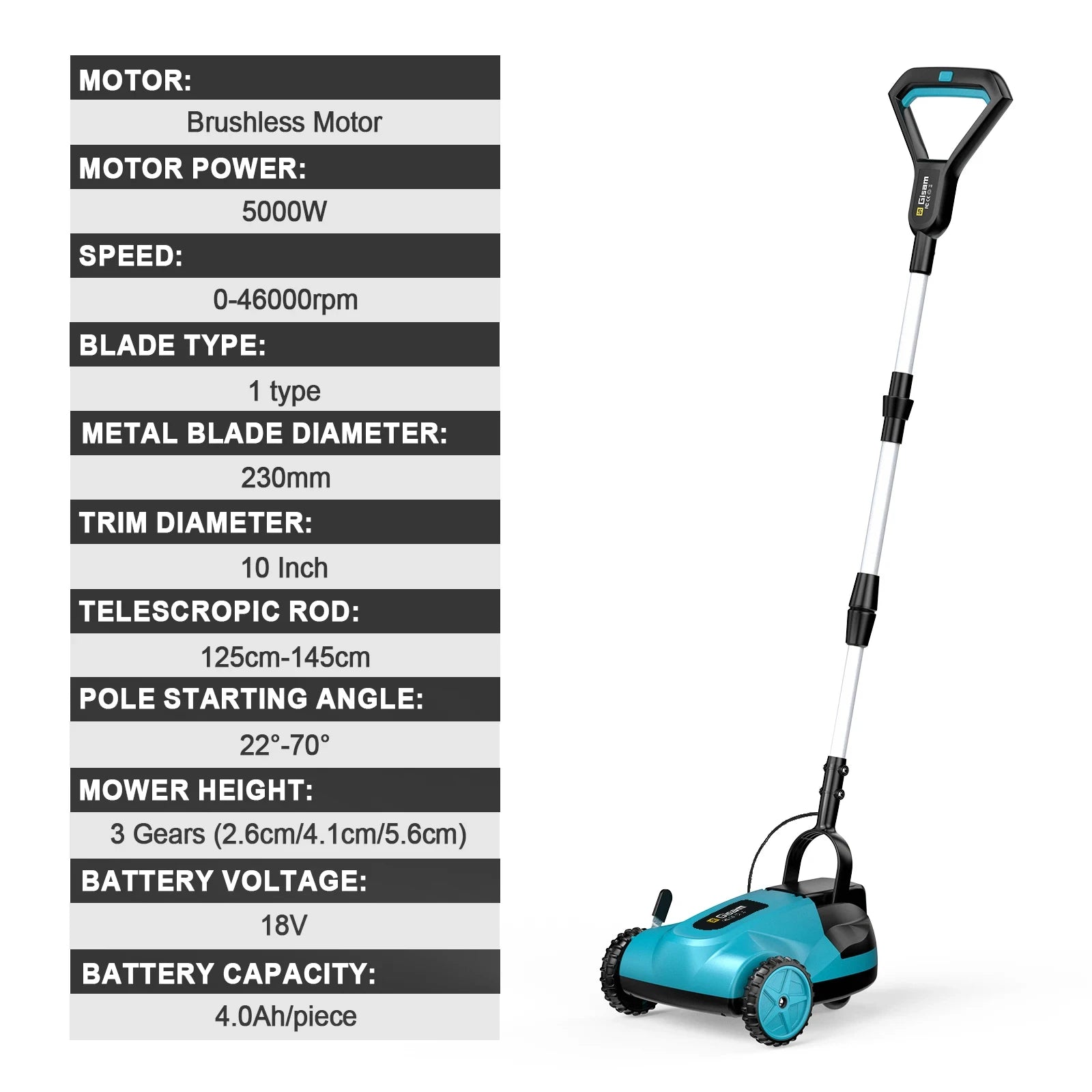 Gisam 10Inch 46000RPM Brushless Electric Lawn Mower Cordless Grass Trimmer Garden Landscaping Cutter For Makita 18V Battery Pin
