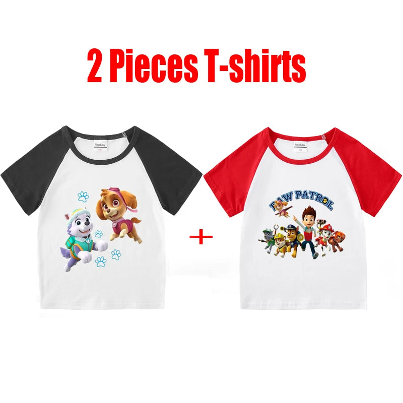 Children's PAW Patrol T-Shirt Kids Clothes Boys Girls Summer Cartoon Tops Short Sleeve Clothes 100% Cotton Baby Clothing