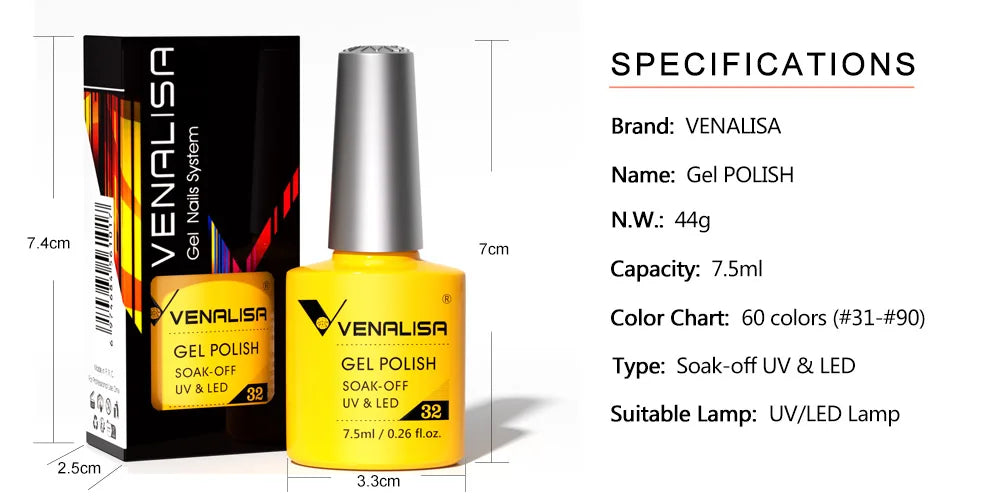 VENALISA Nail Gel Polish Full Coverage Holographic Camouflage Nail Varnish Manicure Lacquer Polish Soak Off UV LED Lacquer 7.5ML