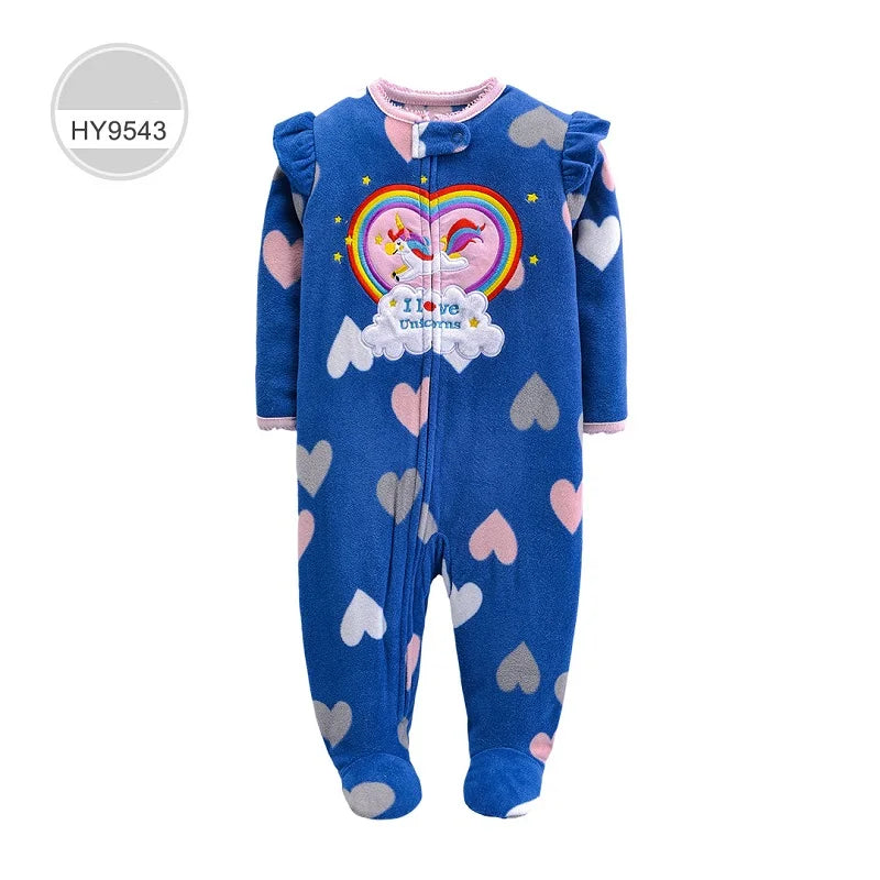 Newborn Baby Boy Girl Overalls Spring Autumn Polar Fleece Infant Baby Boy Romper Cute Animal Toddler Girl Pajamas