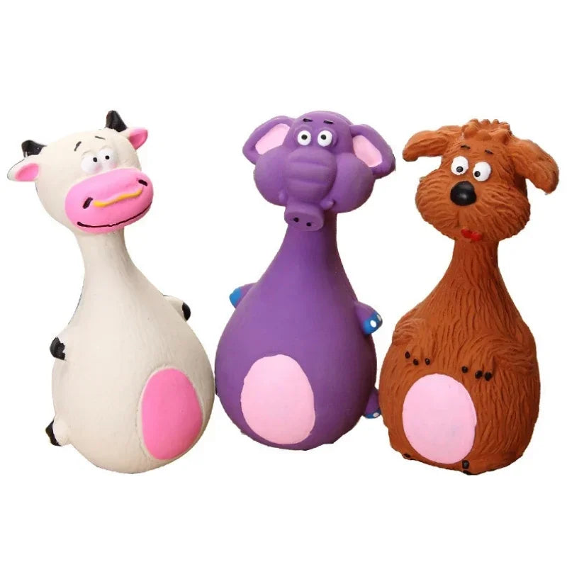 1 Piece Fat Bellied Cartoon Fun Bite Resistant Latex Sound Dog Toy Purple Elephant White Cow Brown Optional Pet Products