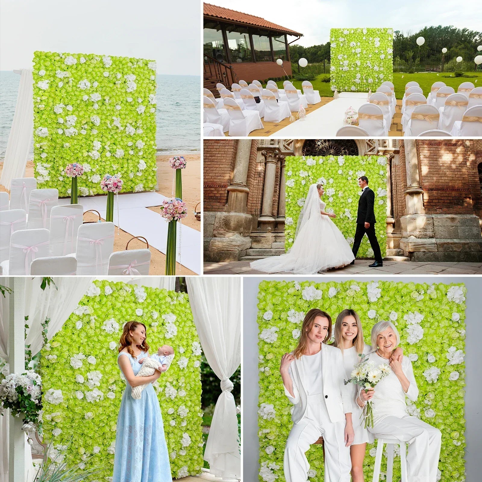 12PCS Artificial Flowers Roses Wall Panel 3D Flower Backdrop Faux Roses for Wall Party Wedding Bridal Shower Outdoor Decoration