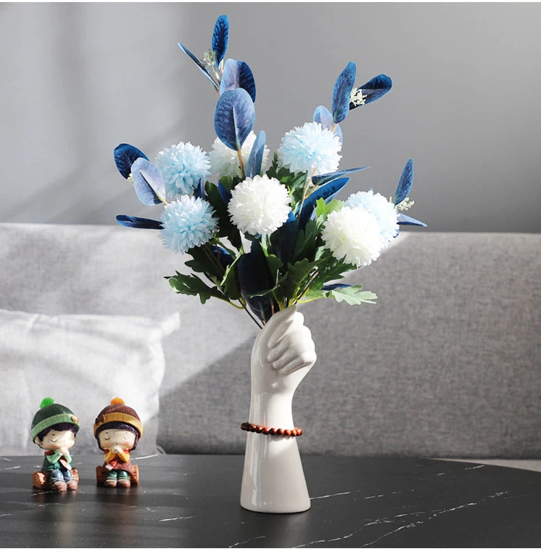 Ceramics Vase Hand Vase Flowers Arrangement Modern Home Office Decor Creative Plant Flower Vase Desktop Decoration Ornaments