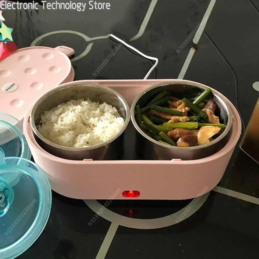 Electric Mini Lunch Box USB Charging Food Heater Container Car Home Travel Portable Rice Cooker Warmer Stainless Steel Bento Box