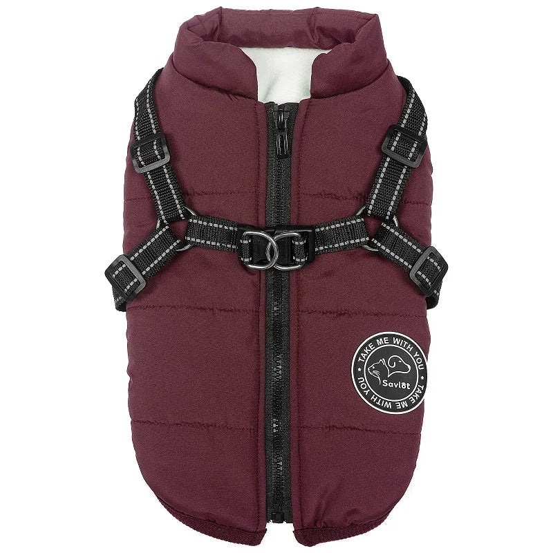 Winter Dog Clothes For Small Large Dogs Warm Big Dog Jacket Waterproof Pet Dog Coat With Harness Chihuahua Bulldog Puppy Costume
