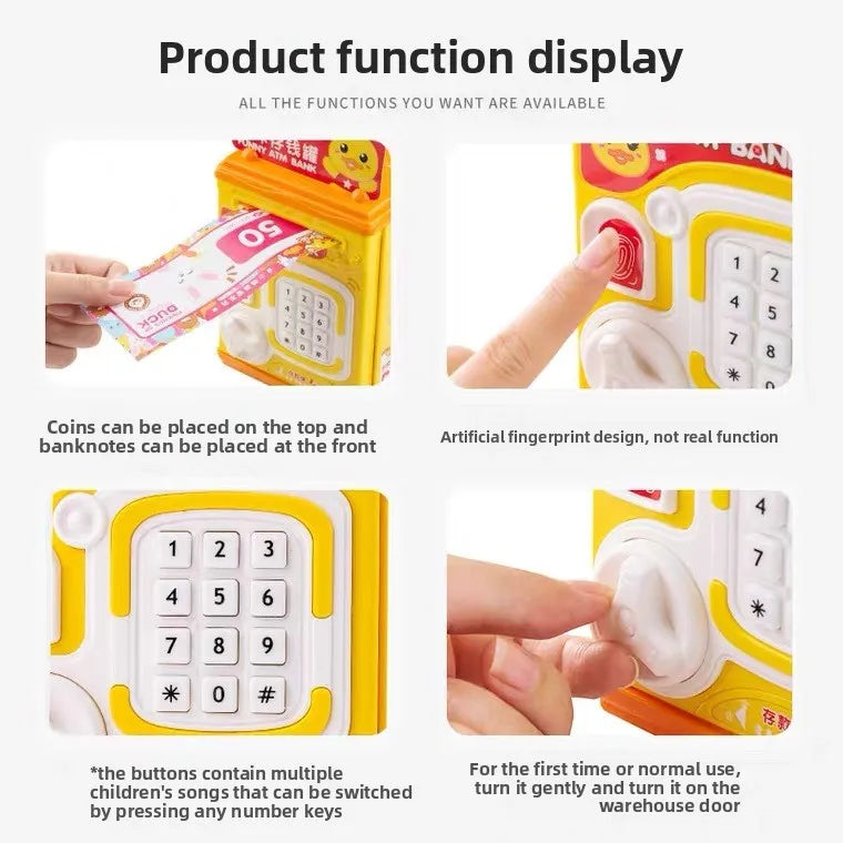 Children's Smart Mini Piggy Bank Voice Fingerprint Password Piggy Bank Boys and Girls Play House Toys