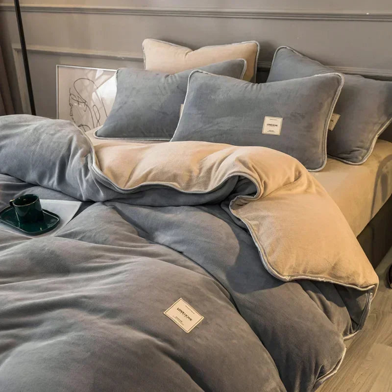 Winter New Coral Velvet Warm Quilt  Cover Soft Plush Quilt Cover Flannel Duvet Cover Bedding Home housse de couette 이불커버