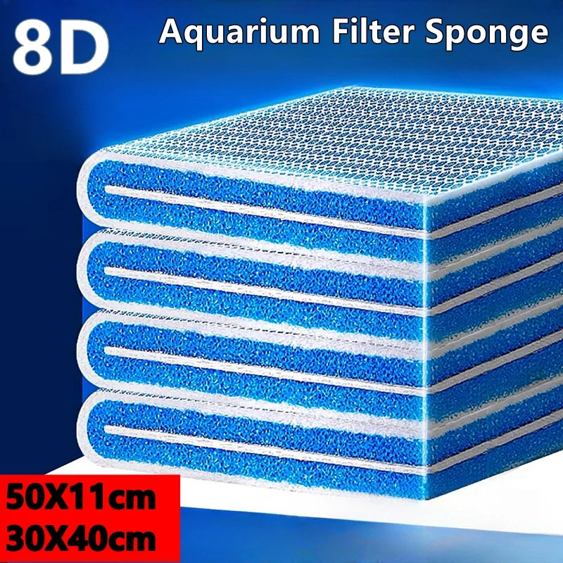 1PC 50X11mm/30X40mm 8D Aquarium Filter Sponge Glue-free Pad Fish Tank Skimmer Pond Filter Cotton Upgraded 8-Layer Accessories