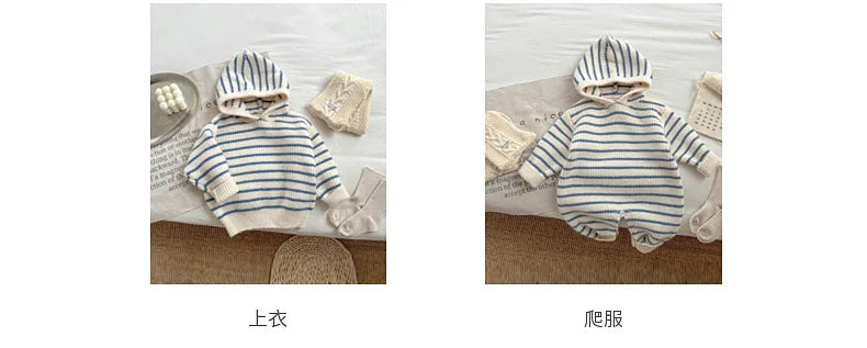 2025 Striped Knit Baby Rompers Knitted Infant Sweater Top New Born Baby Girl Clothes Ropa Bebe Bodysuits One-Pieces 0-24Months