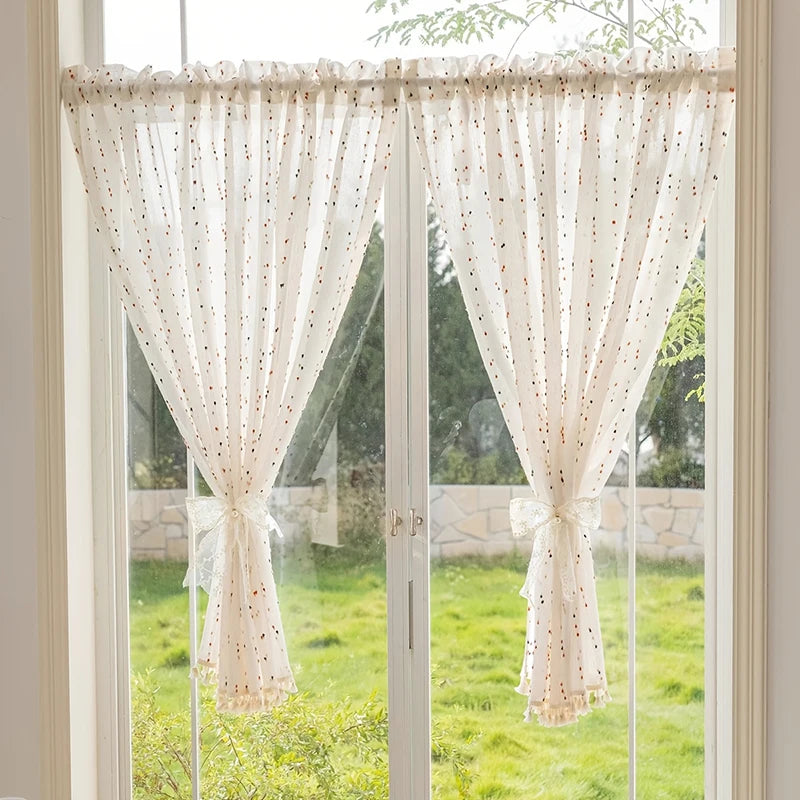 1Piece Korean Rainbow Hairball Embroidered Striped yarn with Beige Tassel Bottom For Living Room Bedroom Farmhouse Home Decor