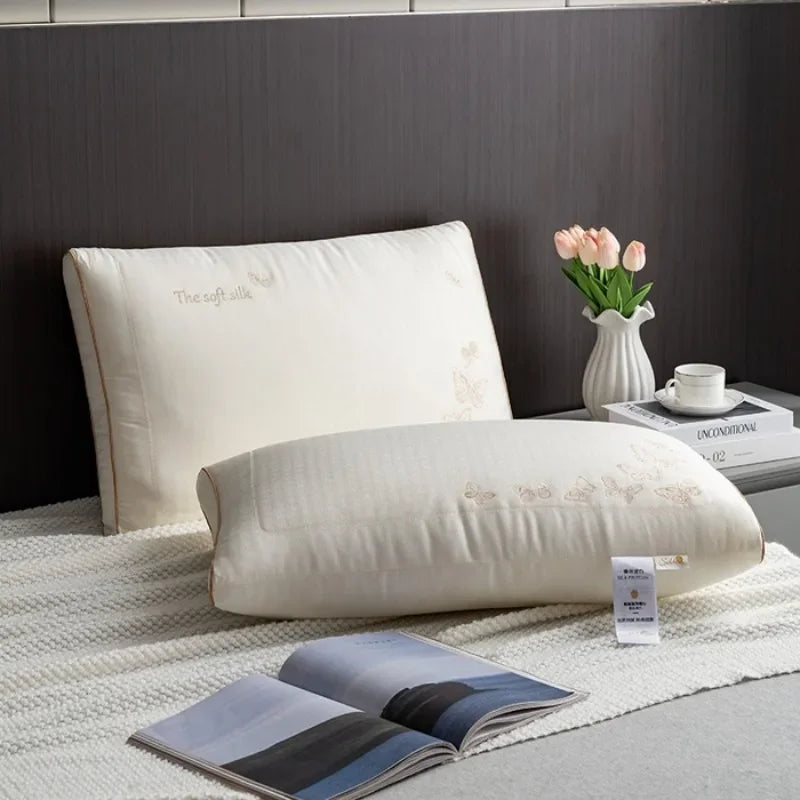 2025 new silkworm chrysalis protein butterfly silk pillow 48x74cm one pack/pair household breathable silk pillow