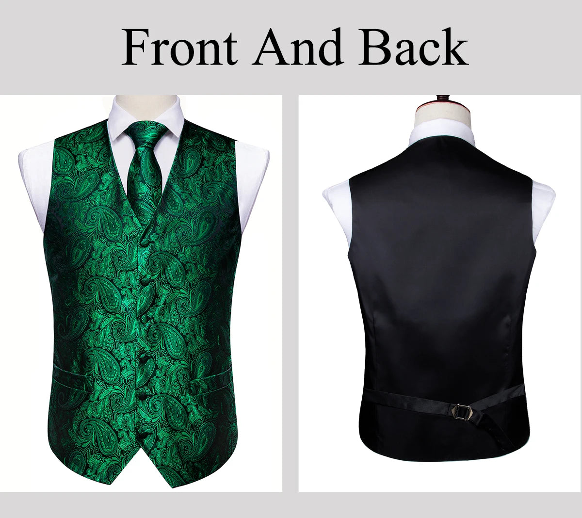 Elegant Vest for Men Silk Green Paisley Plaid Flower Slim Fit Male Suit Embroidered Waistcoat Dress Formal Jacket Barry Wang