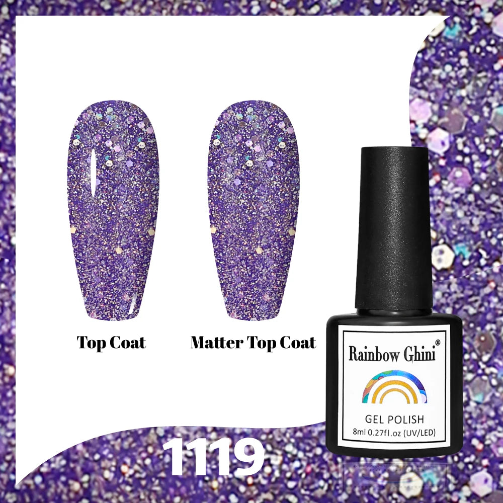 Gel Vernis à ongles semis permanents Paillettes 8Ml 150 couleurs