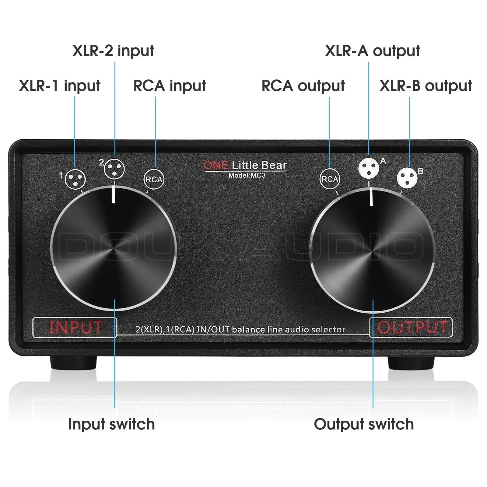 Nobsound 3-IN-3-OUT XLR Balanced / RCA Stereo Converter Audio Selector Box Passive Preamp For Home Amplifier