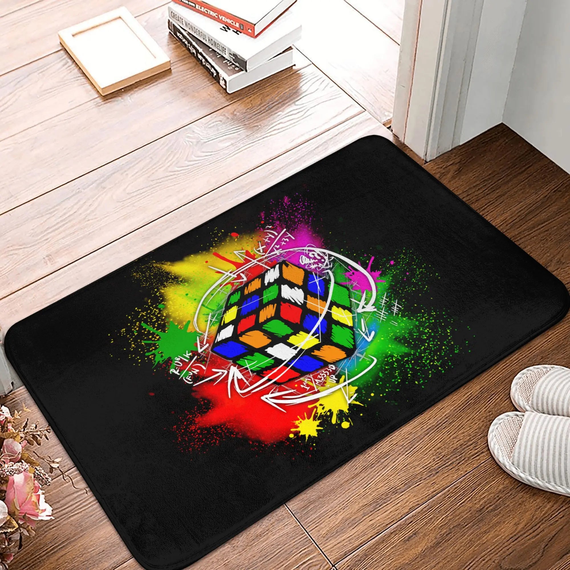 Math Rubiks Cube Floor Door Kitchen Bath Mat Anti-Slip Indoor Geek Teacher Gift Doormat Toilet Entrance Carpet Rug