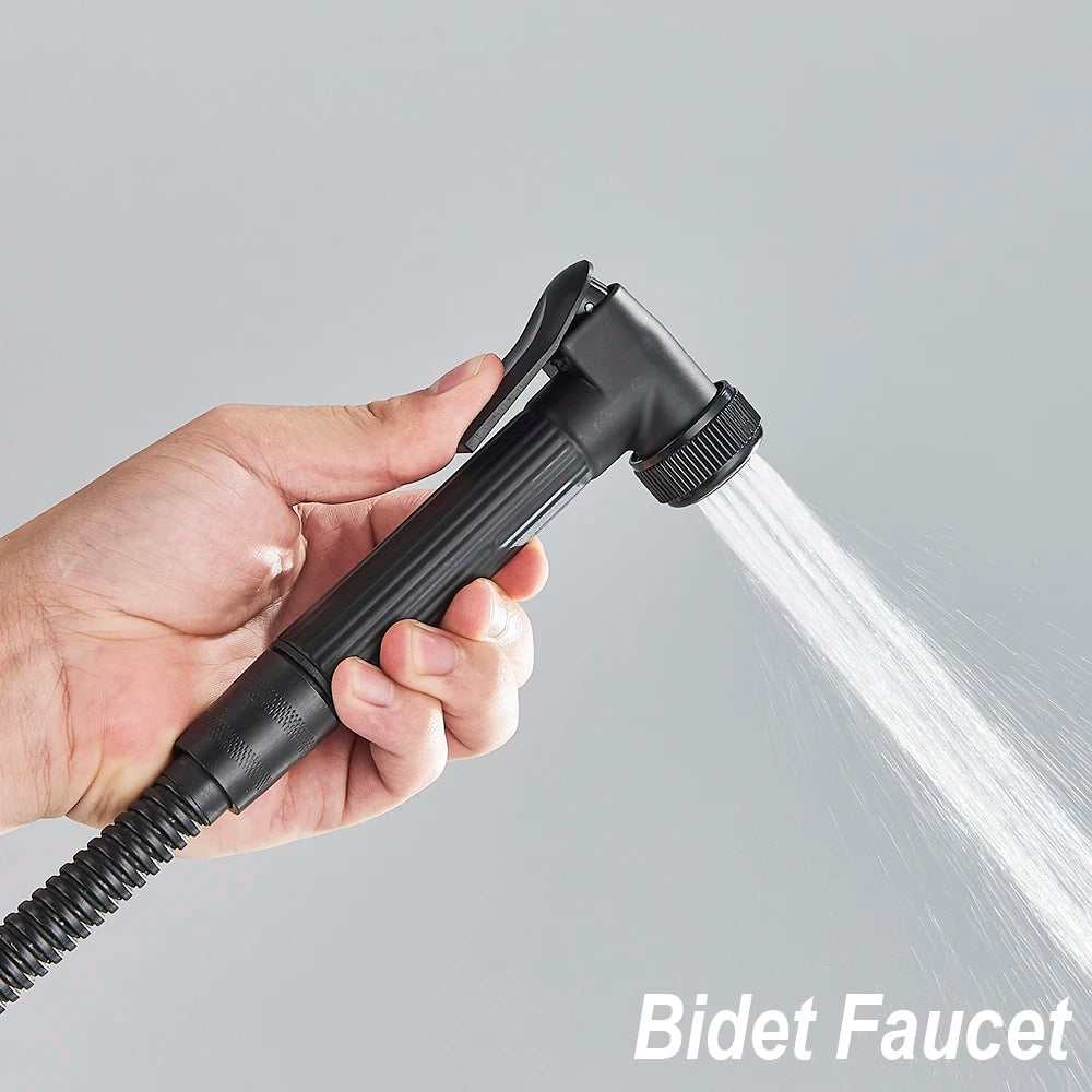 4 Ways Digital Display Shower Faucet Bathroom Thermostatic/Hot Cold Rainfall Shower Head Brass Rotate Mixers Bidet Faucet