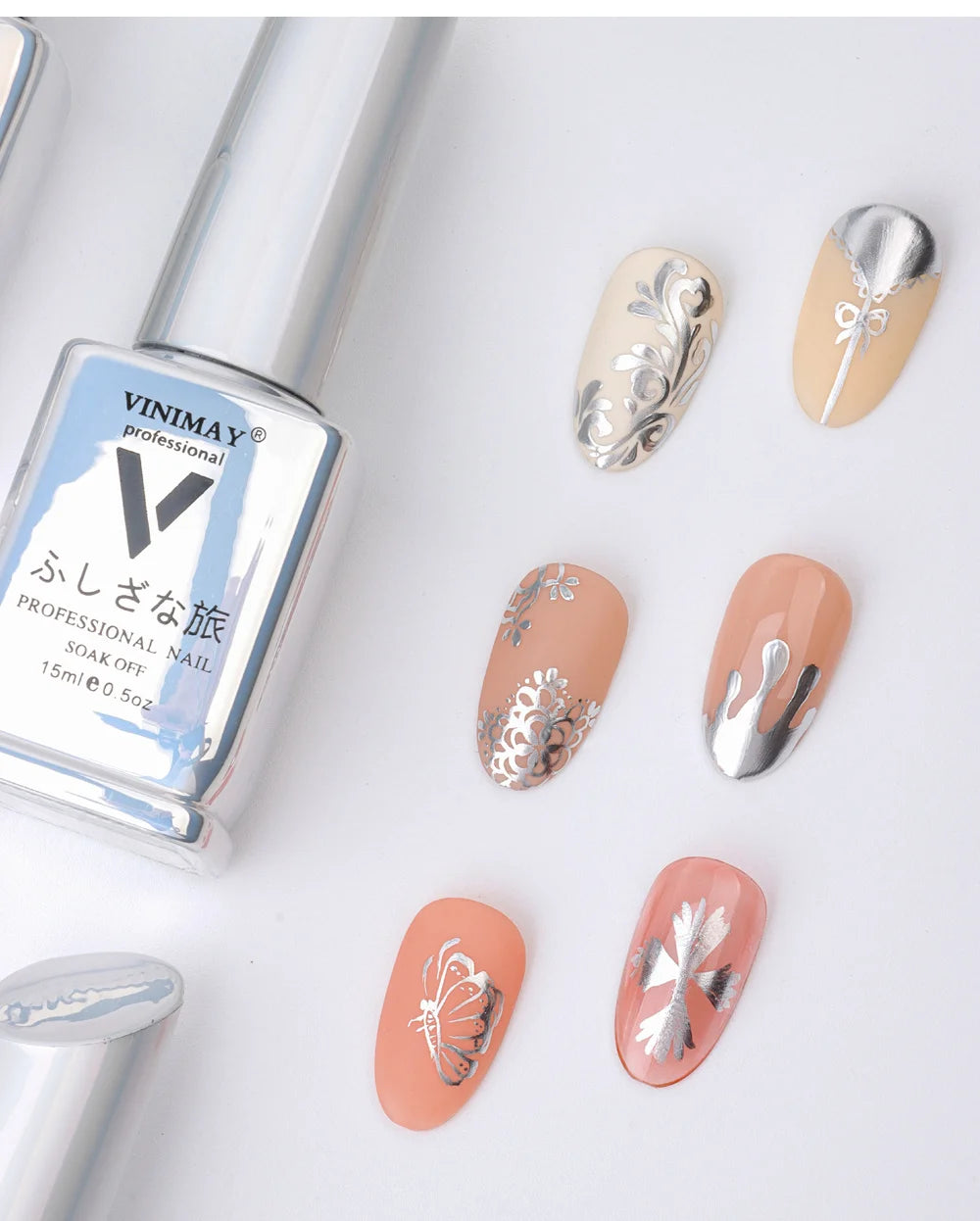 Vernis à ongles argent miroir métallique