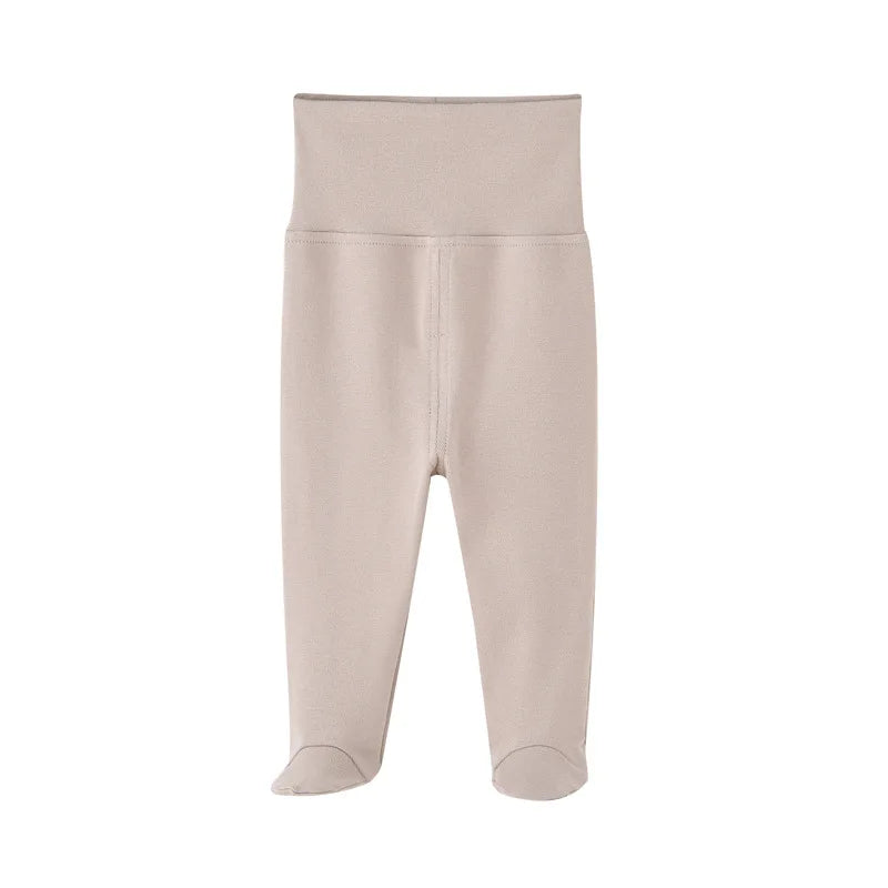 Newborn Baby Pants Boy Girl Cotton Leggings 0 To 12 Months Spring and Autumn High Waist Solid Color Foot Binding Trousers