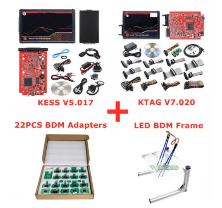 2025 Kess 5.017 EU Red Kess Ksuit V2 K TAG 7.020 2.25 4 LED Master Unlimited Online KESS For Car Truck ECU Tool BDM Frame OBD2 Programmer Kit